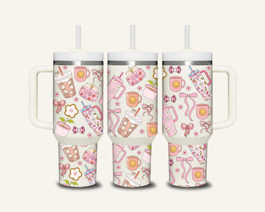 Pink Tumbler & Coffee Tumbler with Side Handle